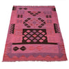 Overdyed Vegetable Kilim Area Rug Handmade Pink Geometric