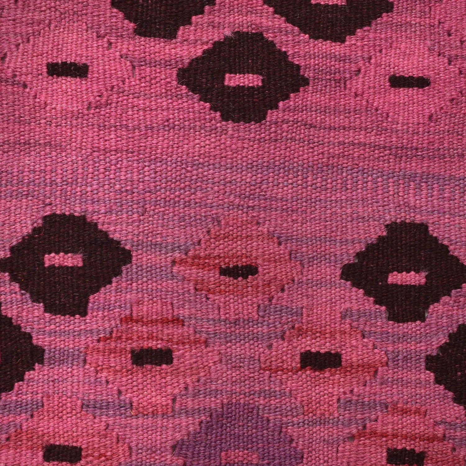 Overdyed Vegetable Kilim Area Rug Handmade Pink Geometric