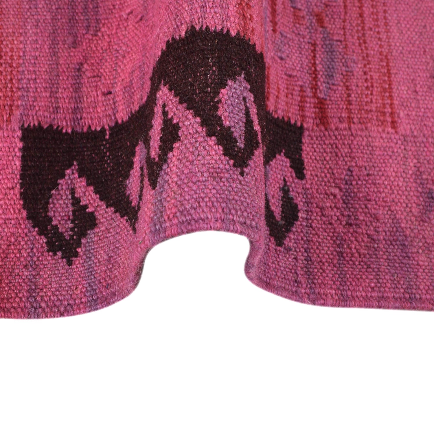 Overdyed Vegetable Kilim Area Rug Handmade Pink Geometric