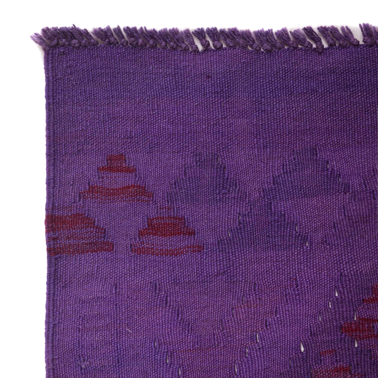 Overdyed Vegetable Kilim Area Rug Handmade Purple Geometric