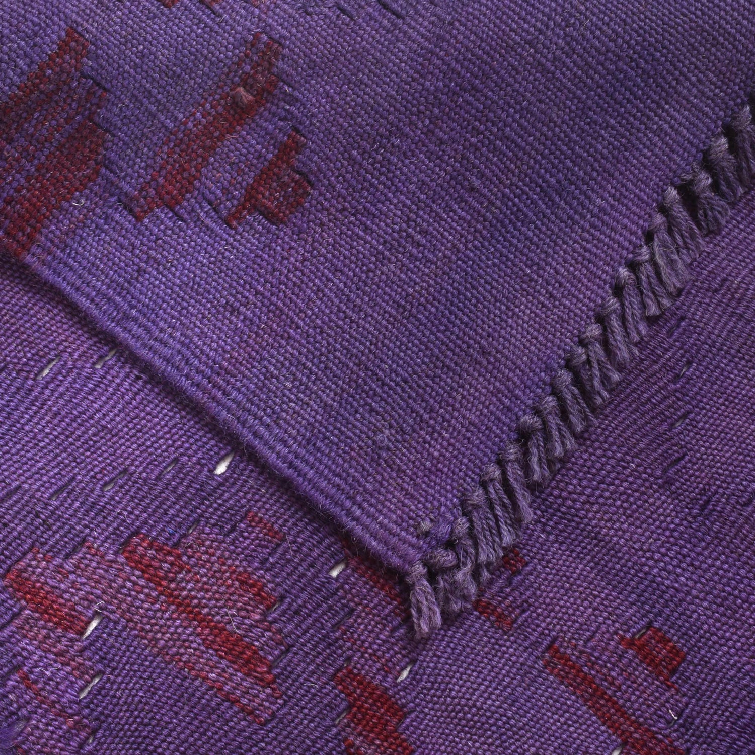 Overdyed Vegetable Kilim Area Rug Handmade Purple Geometric