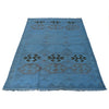 Overdyed Vegetable Kilim Area Rug Handmade Blue Geometric