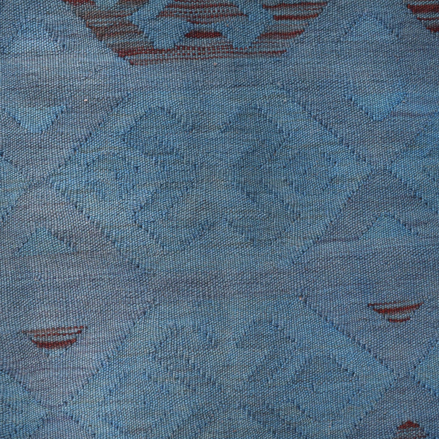Overdyed Vegetable Kilim Area Rug Handmade Blue Geometric