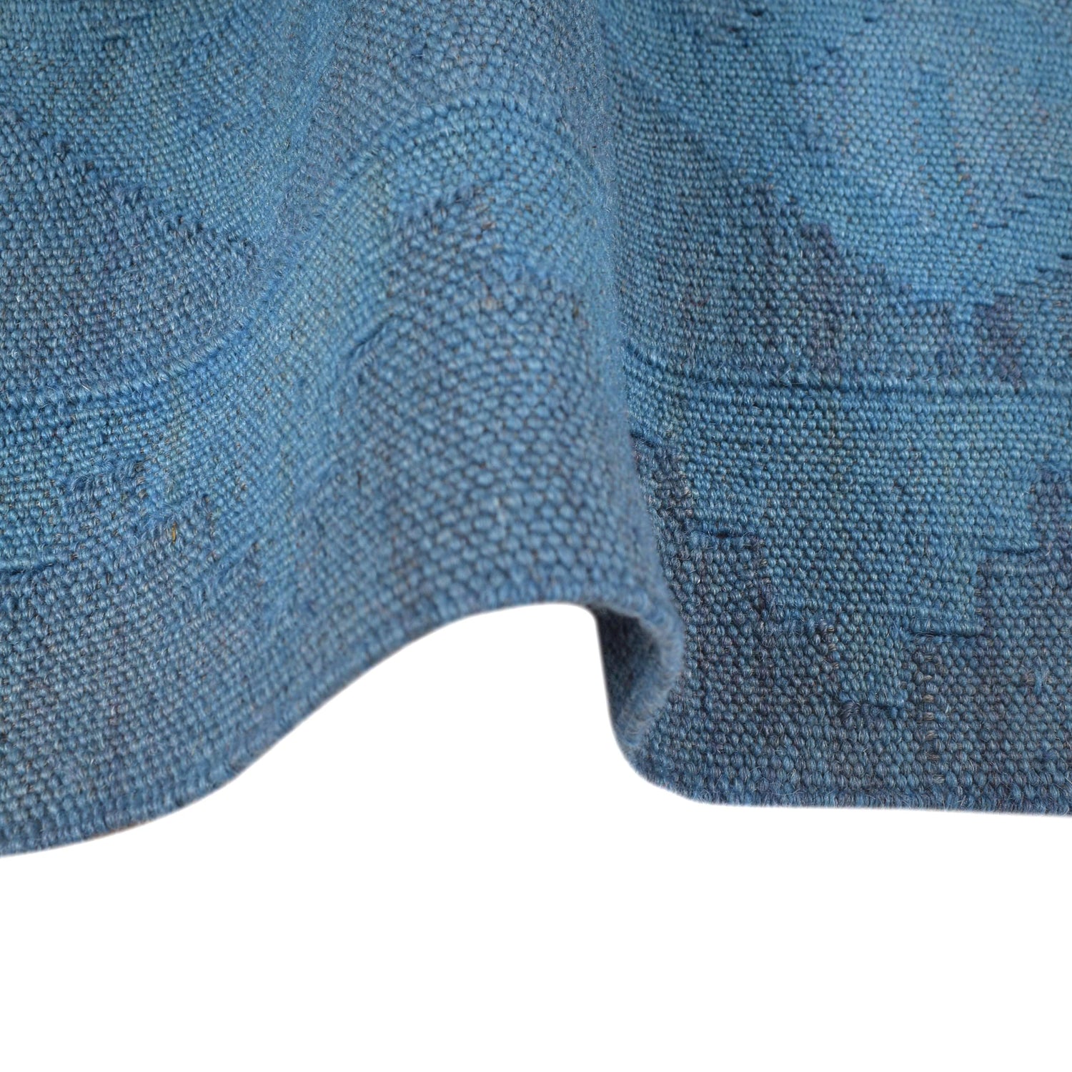 Overdyed Vegetable Kilim Area Rug Handmade Blue Geometric