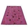 Overdyed Vegetable Kilim Area Rug Handmade Pink Geometric