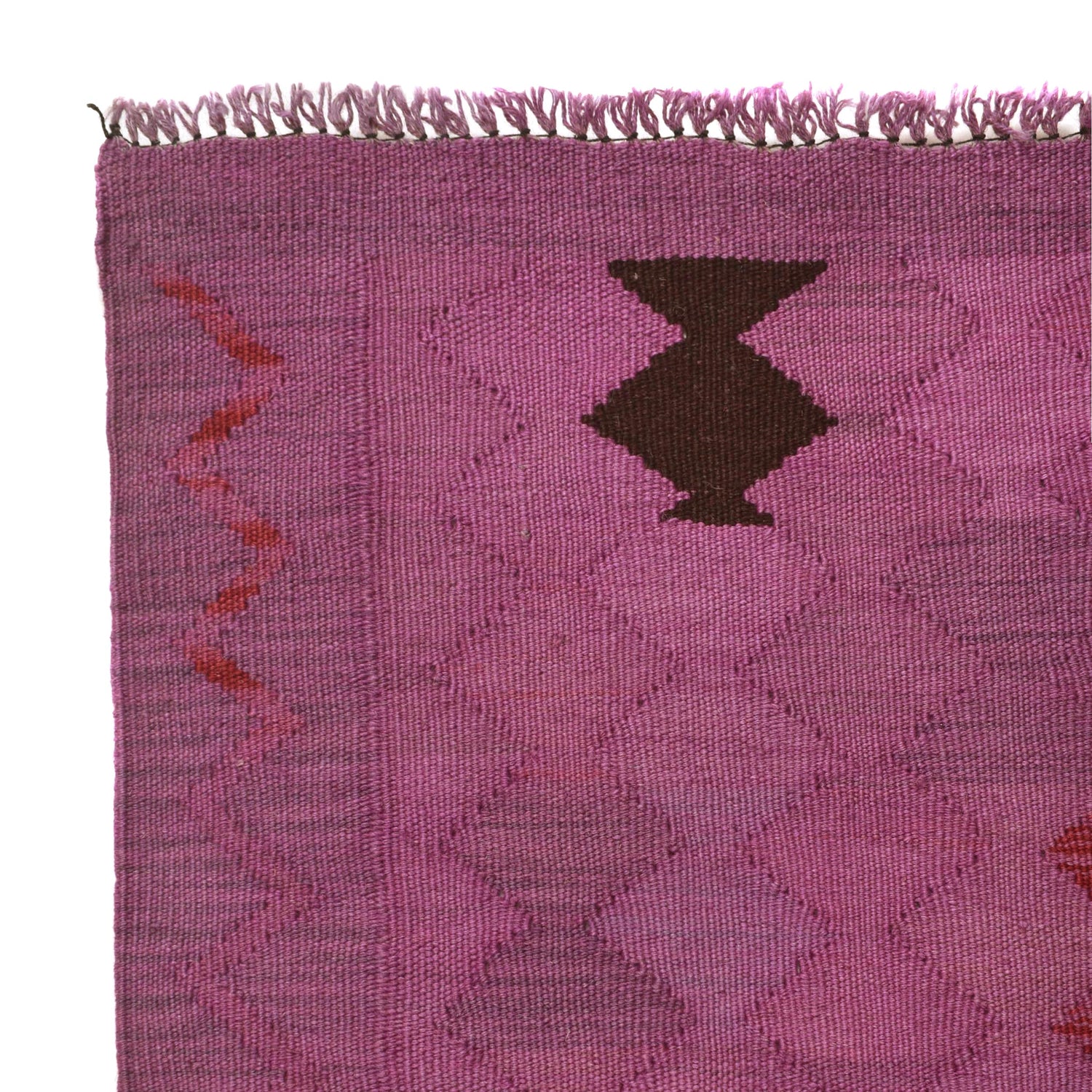 Overdyed Vegetable Kilim Area Rug Handmade Pink Geometric