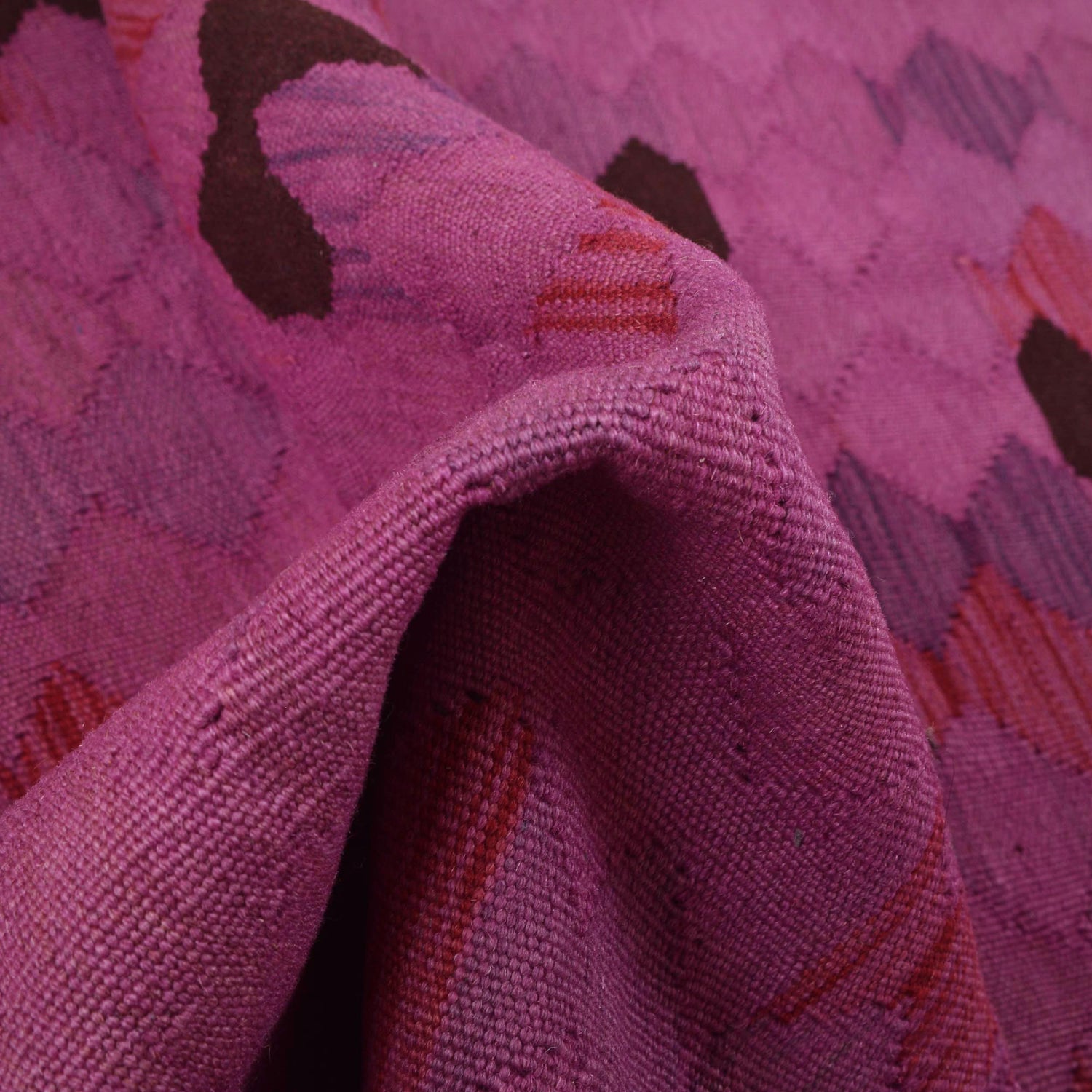 Overdyed Vegetable Kilim Area Rug Handmade Pink Geometric