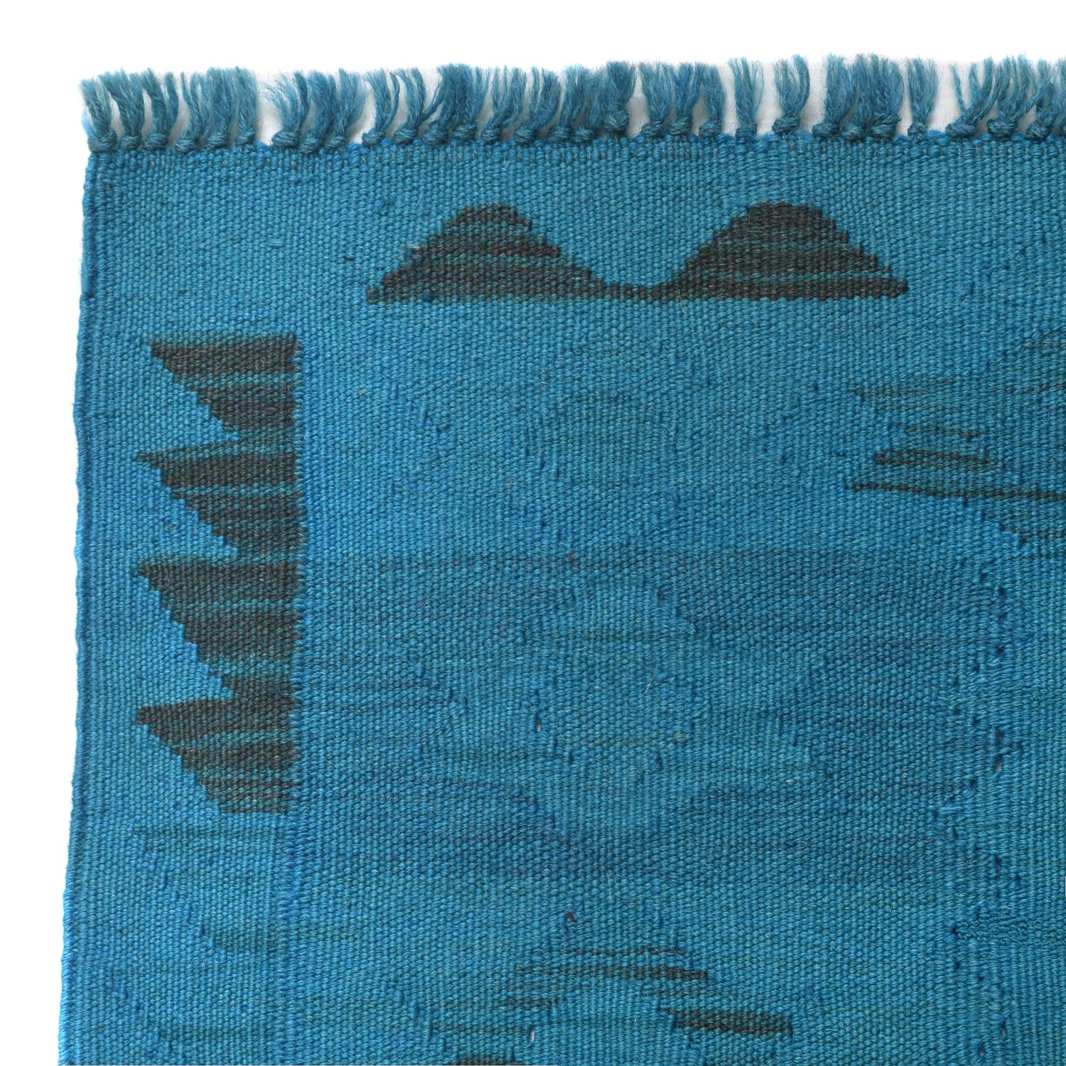 Overdyed Vegetable Kilim Area Rug Handmade Blue Geometric
