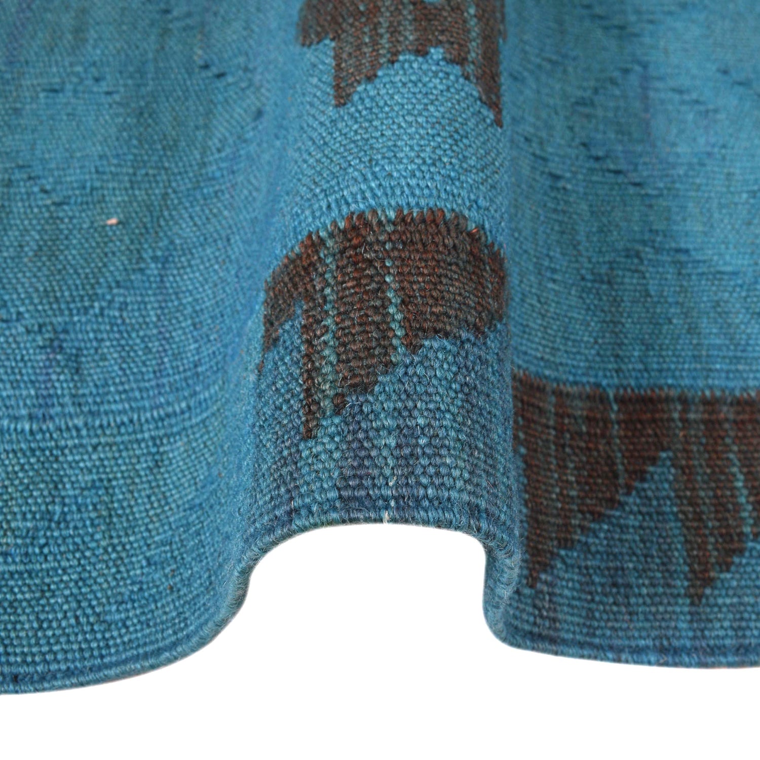 Overdyed Vegetable Kilim Area Rug Handmade Blue Geometric