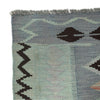 Hand-Knotted Green Geometric Overdyed Vegetable Kilim Area Rug – 3' 11" x 5' 6" ft (119 x 168 cm) | SKU: B29235