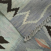 Hand-Knotted Green Geometric Overdyed Vegetable Kilim Area Rug – 3' 11" x 5' 6" ft (119 x 168 cm) | SKU: B29235