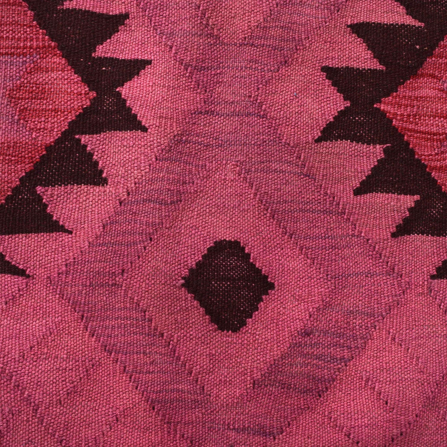 Overdyed Vegetable Kilim Area Rug Handmade Pink Geometric