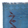 Overdyed Vegetable Kilim Area Rug Handmade Blue Geometric