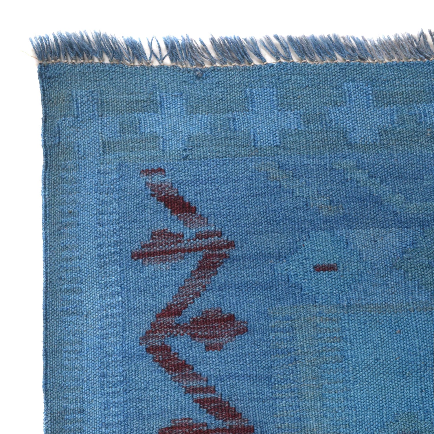 Overdyed Vegetable Kilim Area Rug Handmade Blue Geometric