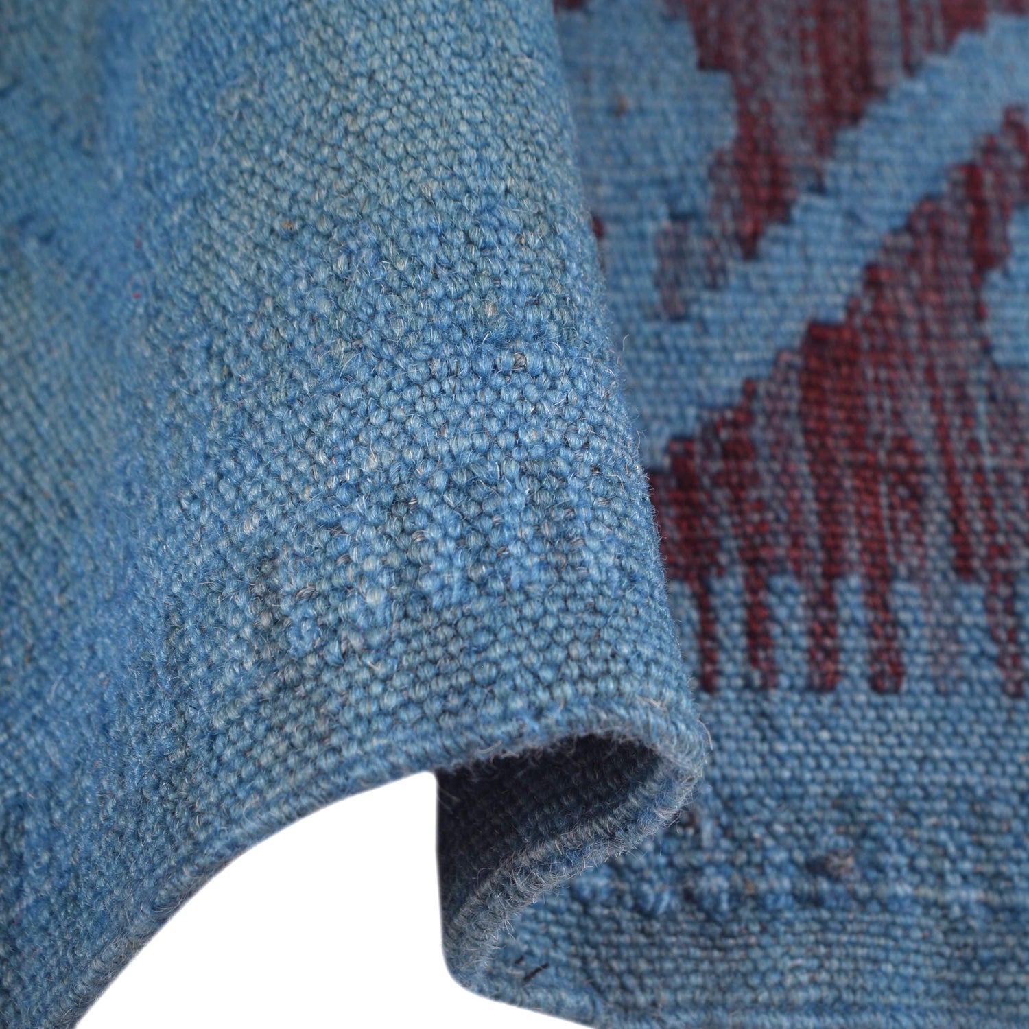 Overdyed Vegetable Kilim Area Rug Handmade Blue Geometric