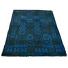 Overdyed Area Rug Handmade Blue Geometric 3x5 ft