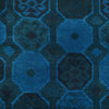 Overdyed Area Rug Handmade Blue Geometric 3x5 ft