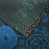 Overdyed Area Rug Handmade Blue Geometric 3x5 ft