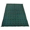 Overdyed Area Rug Handmade Blue Geometric 2x4 ft