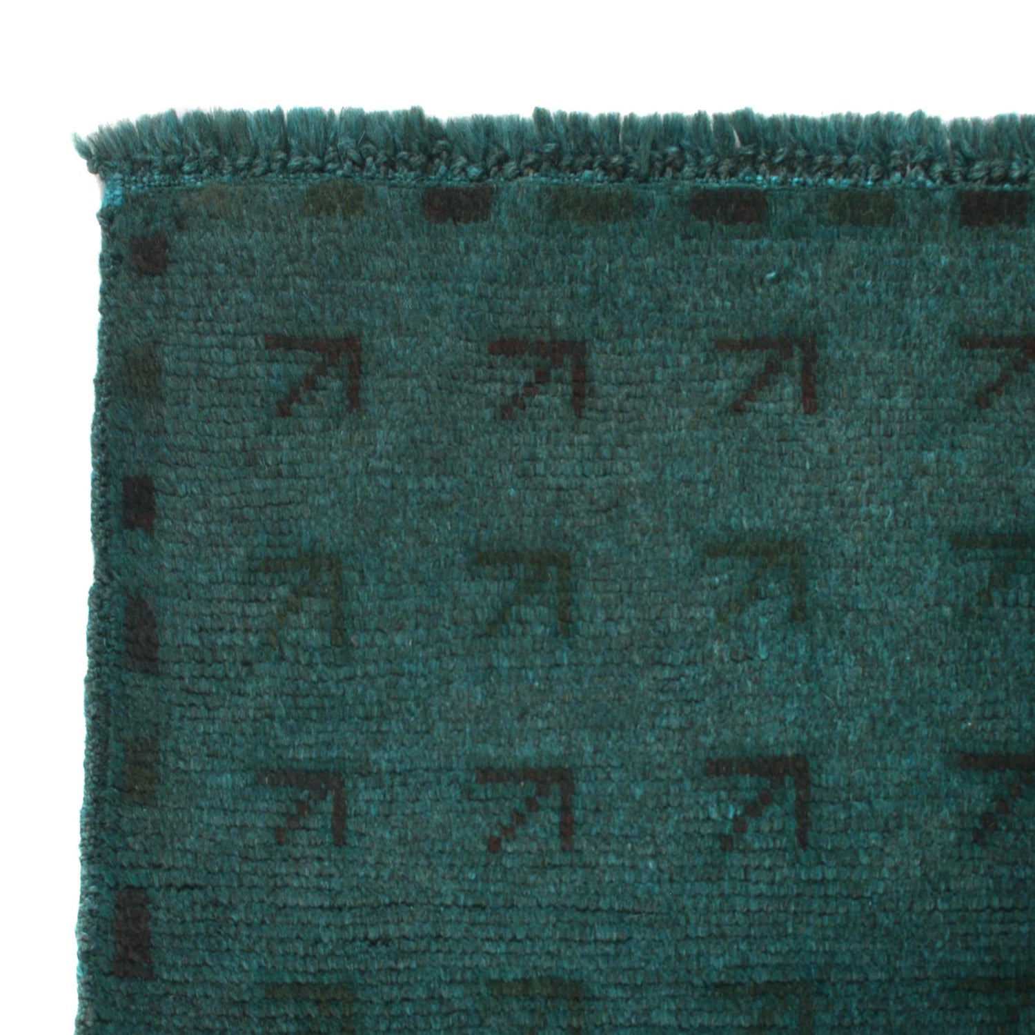 Overdyed Area Rug Handmade Blue Geometric 2x4 ft