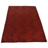 Overdyed Area Rug Handmade Red Geometric 3x5 ft
