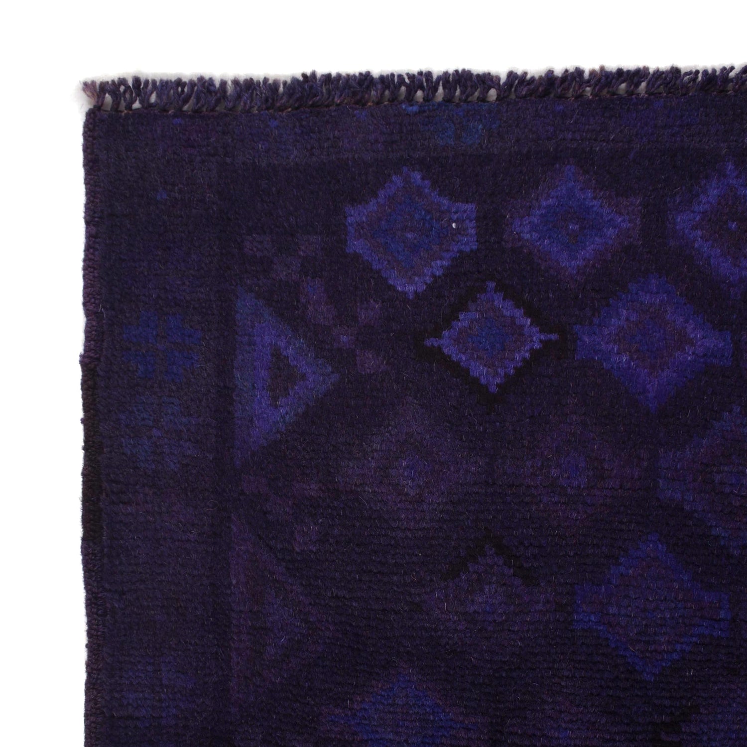 Overdyed Area Rug Handmade Purple Geometric 2x4 ft