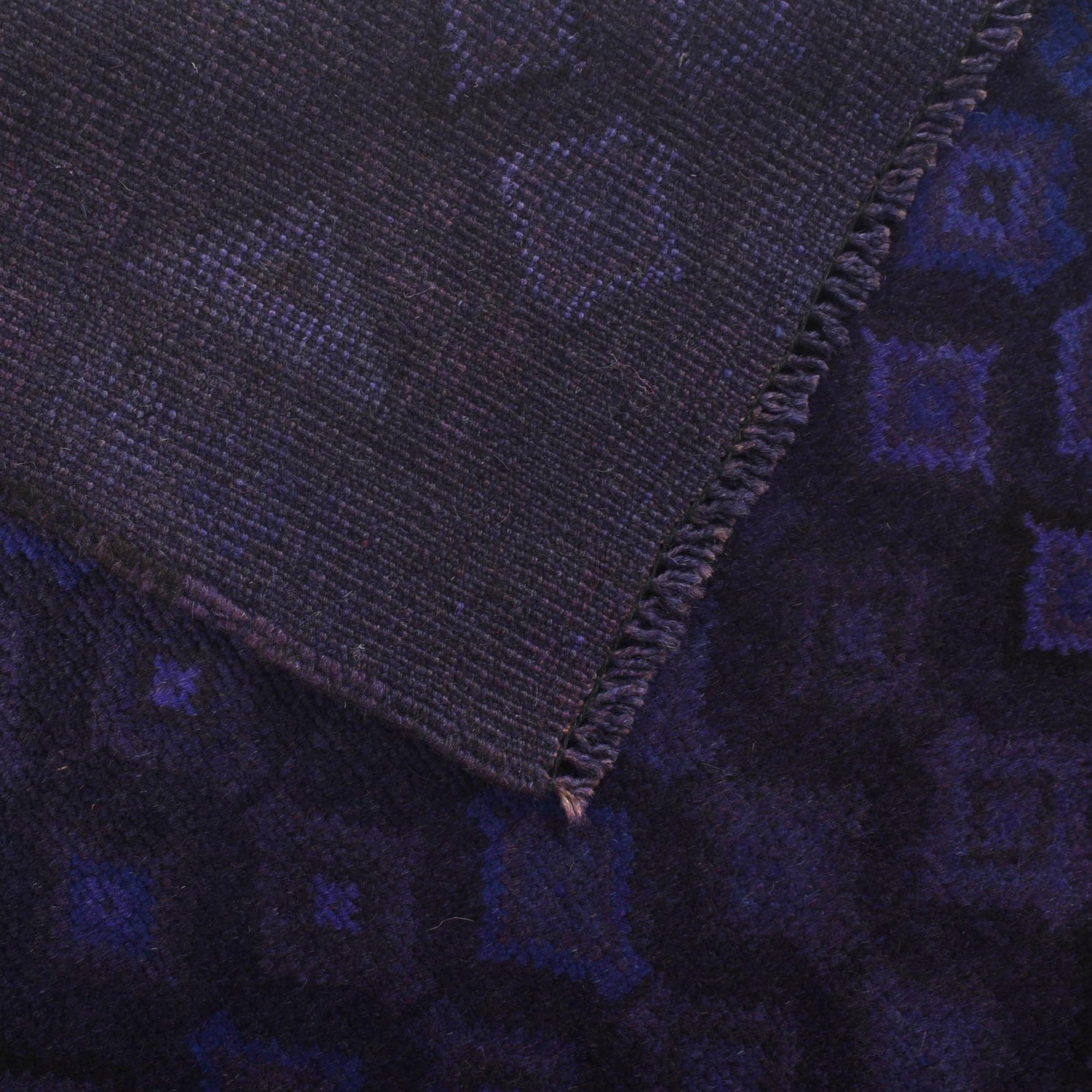 Overdyed Area Rug Handmade Purple Geometric 2x4 ft
