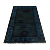 Overdyed Area Rug Handmade Blue Geometric 4x6 ft