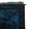 Overdyed Area Rug Handmade Blue Geometric 4x6 ft
