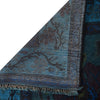 Overdyed Area Rug Handmade Blue Geometric 4x6 ft