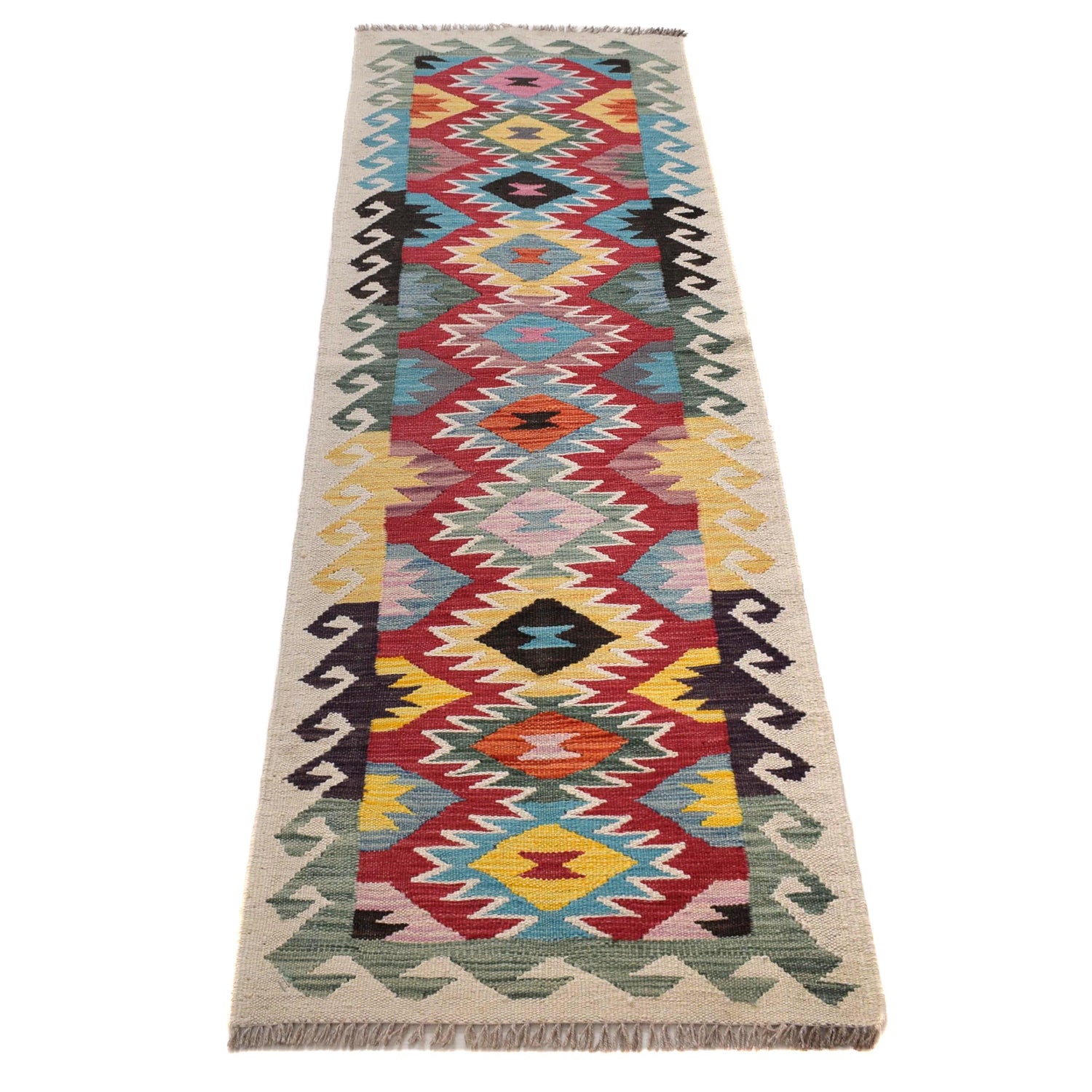 Handmade Multi Kilim Geometric 6' Runner