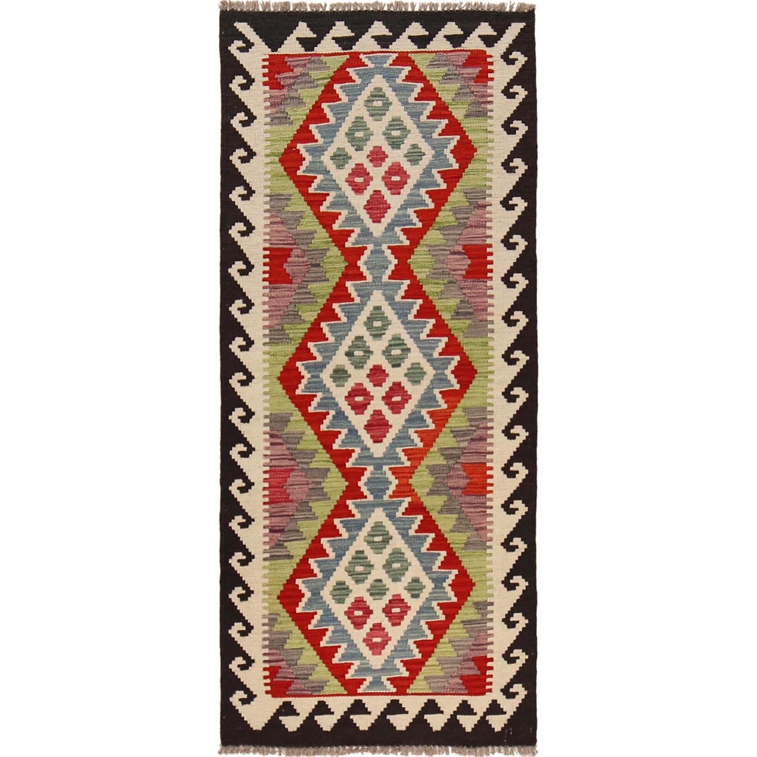 Handmade Multi Kilim Geometric 5' Runner