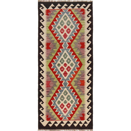 Handmade Multi Kilim Geometric 5' Runner
