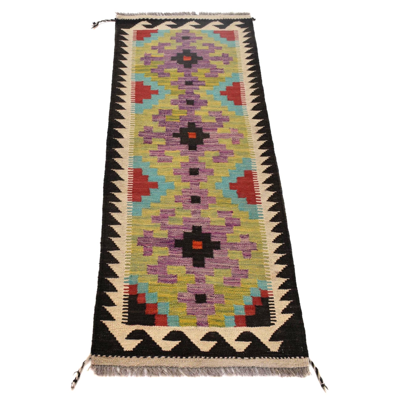 Handmade Multi Kilim Geometric 5' Runner