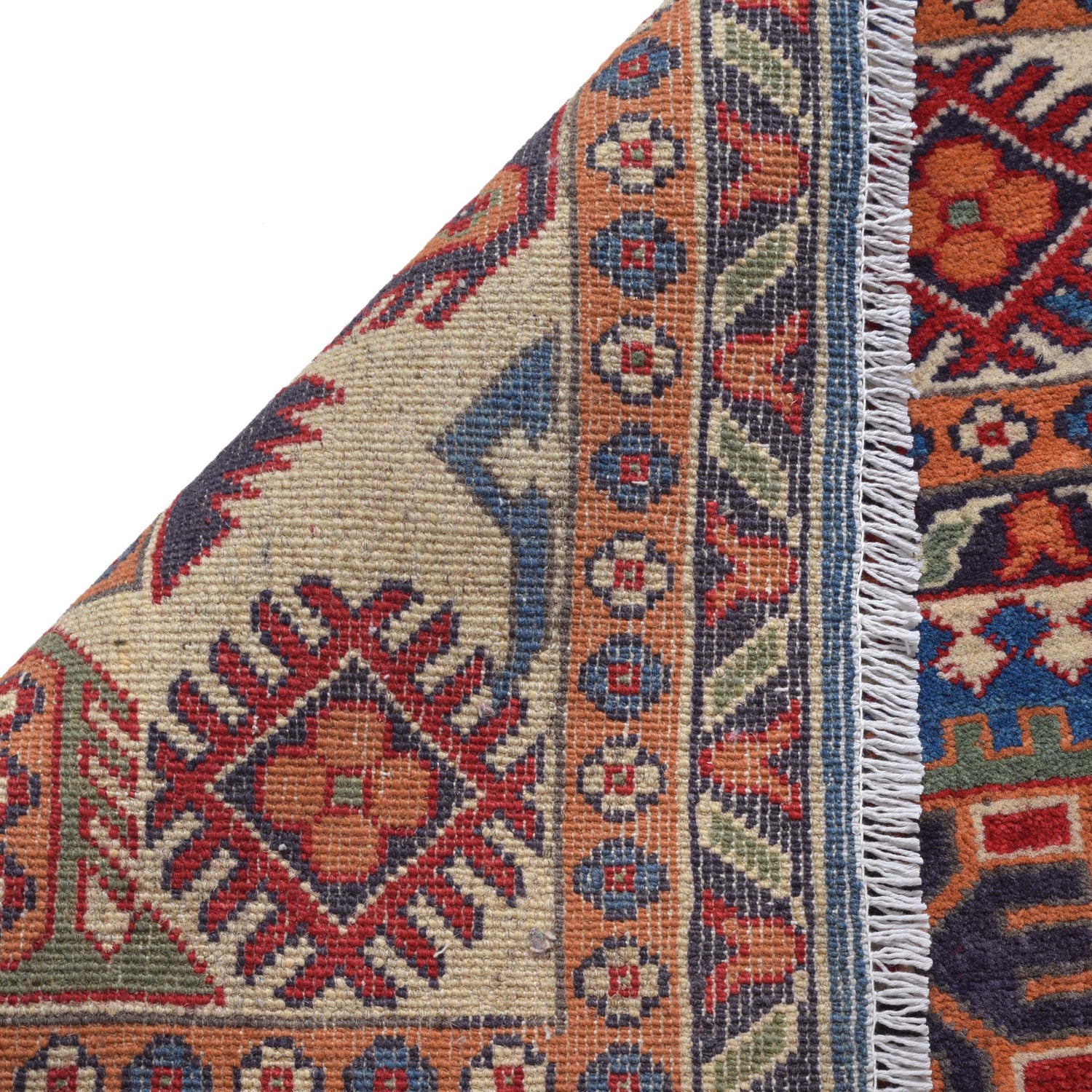 Kazak Rug Handmade Blue Medallion 7x10 ft