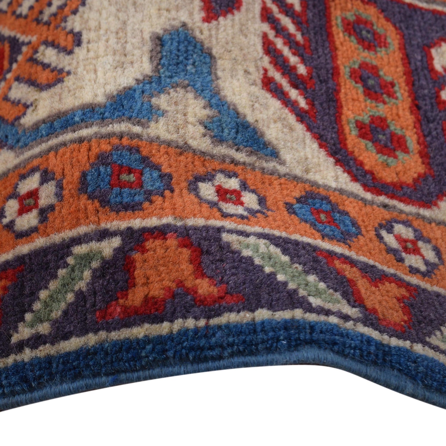 Kazak Rug Handmade Blue Medallion 7x10 ft