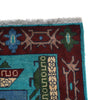 War Area Rug Handmade Blue Helicopter + Tank 4x6 ft