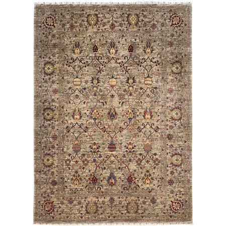 Sultani Area Rug Handmade Gray Floral 9x12 ft