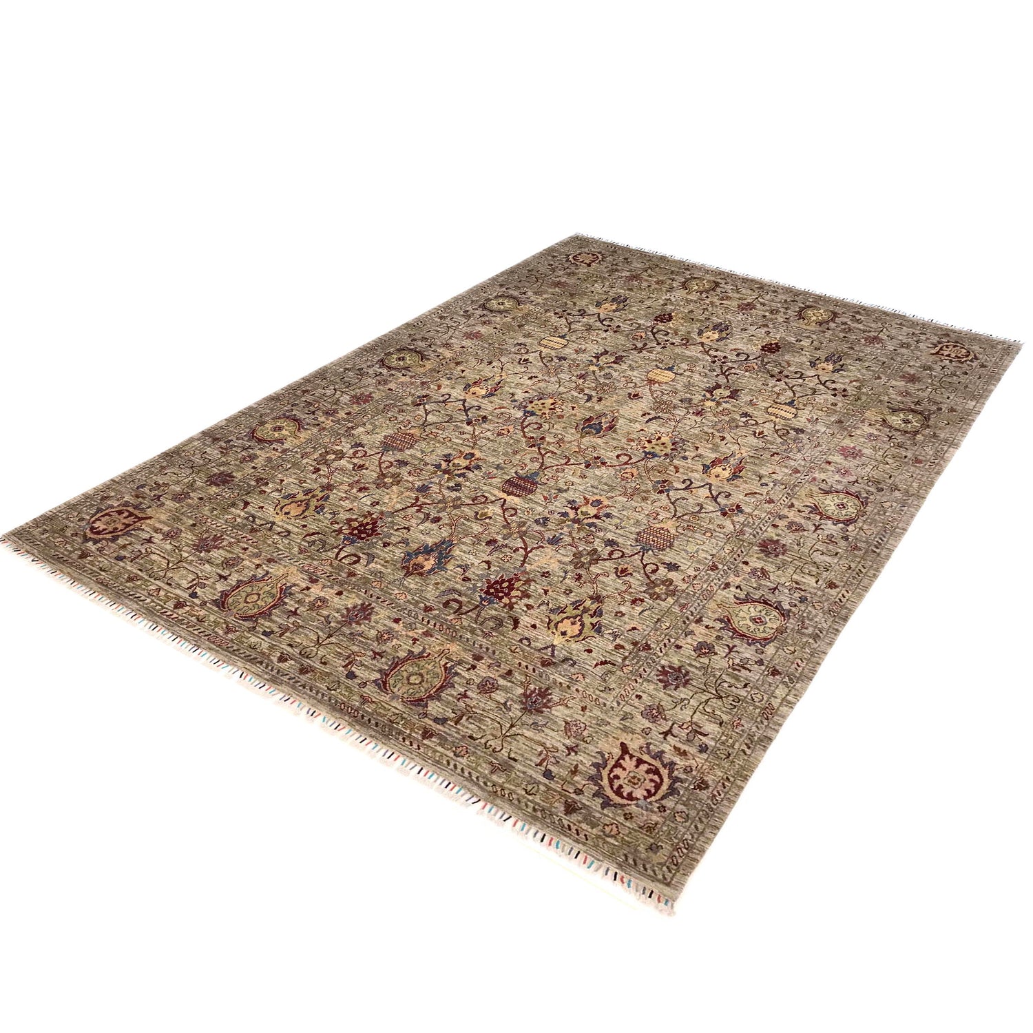 Sultani Area Rug Handmade Gray Floral 9x12 ft