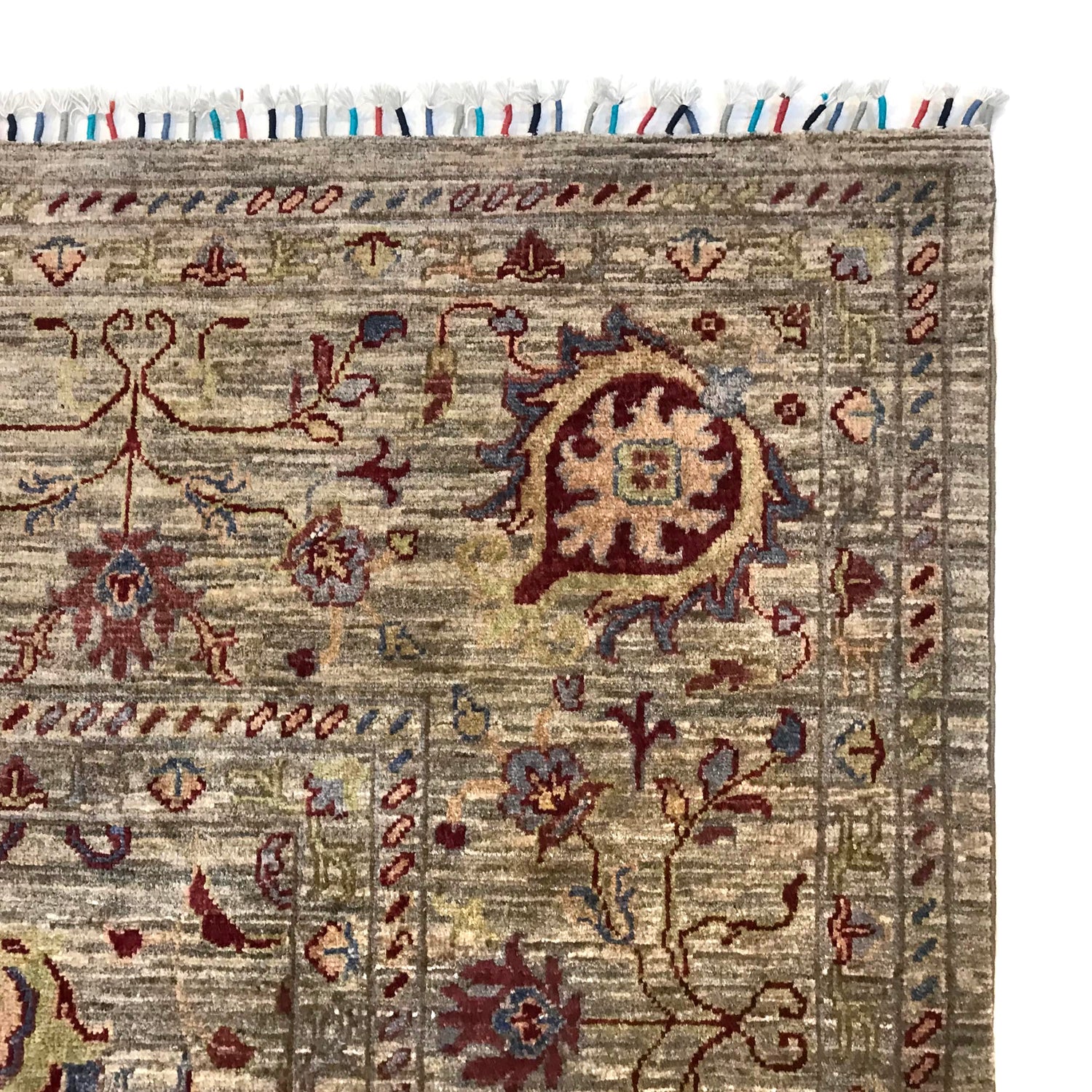 Sultani Area Rug Handmade Gray Floral 9x12 ft