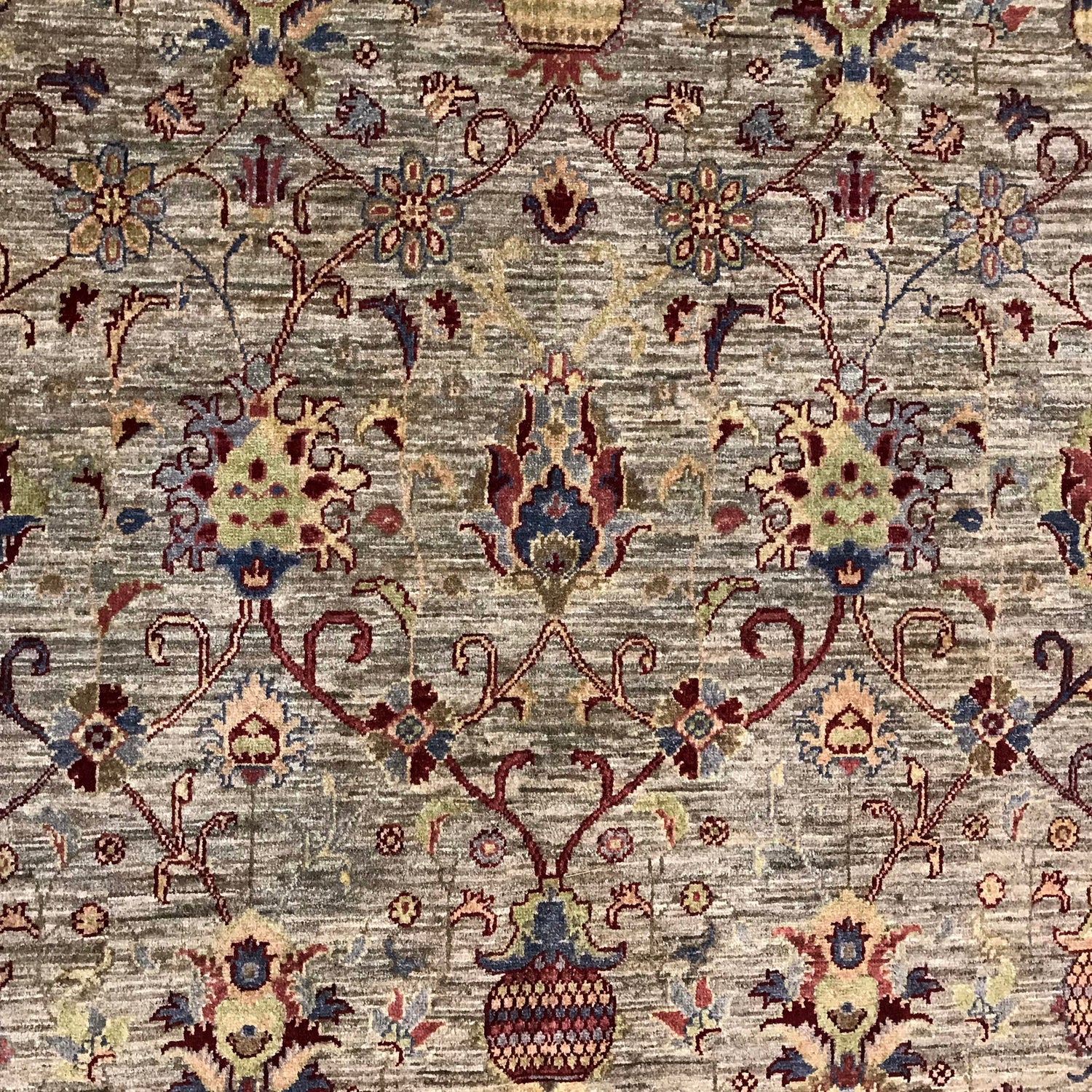 Sultani Area Rug Handmade Gray Floral 9x12 ft