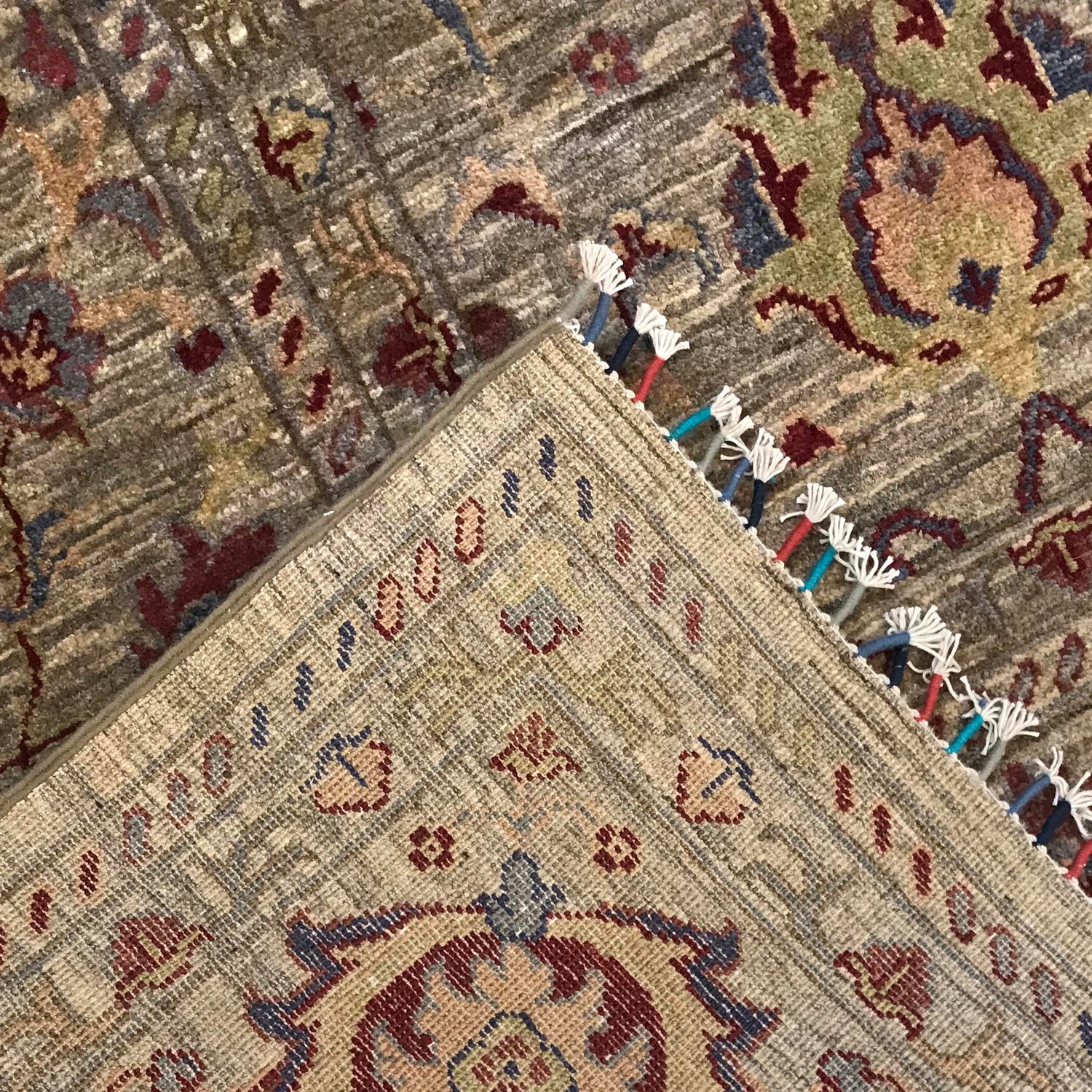 Sultani Area Rug Handmade Gray Floral 9x12 ft