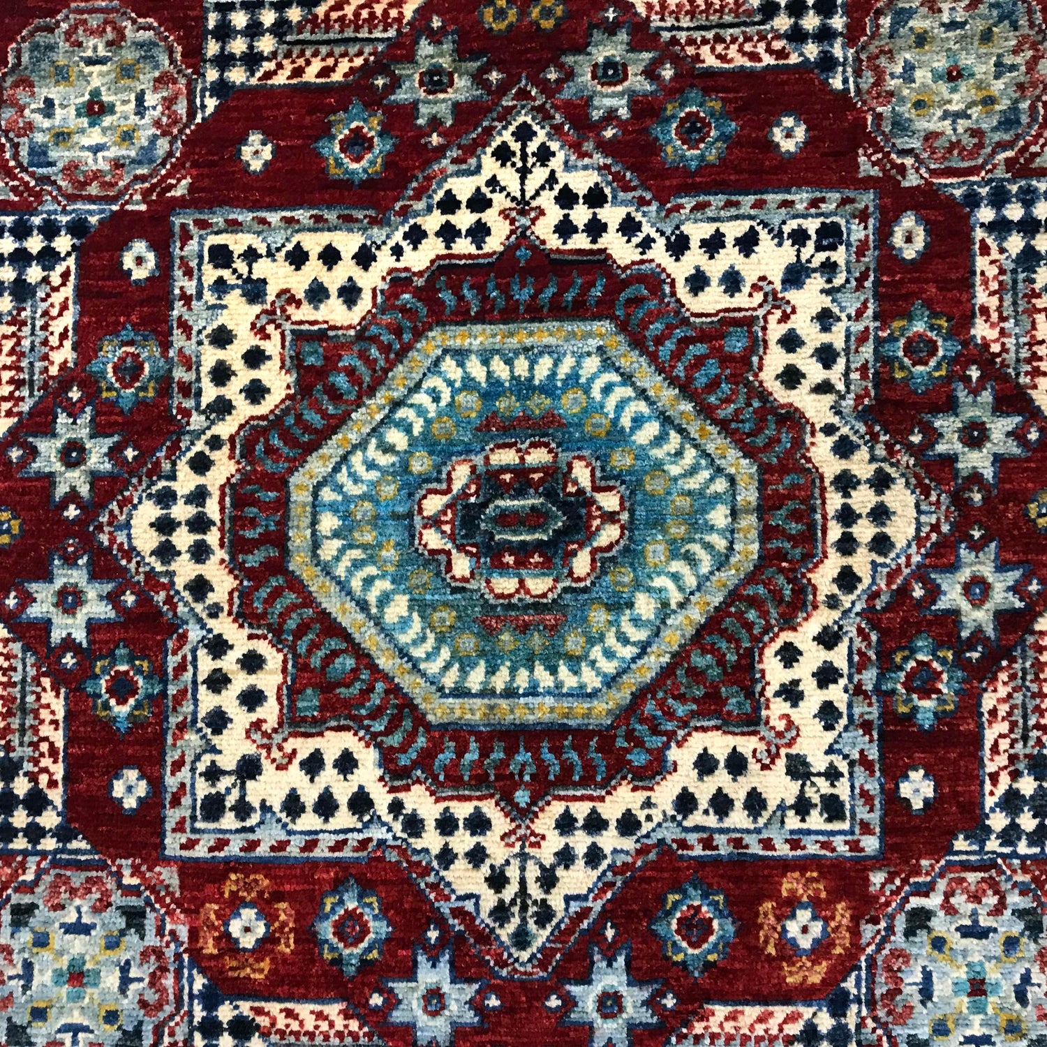 Mamluk Area Rug Handmade Red Medallion 3x5 ft