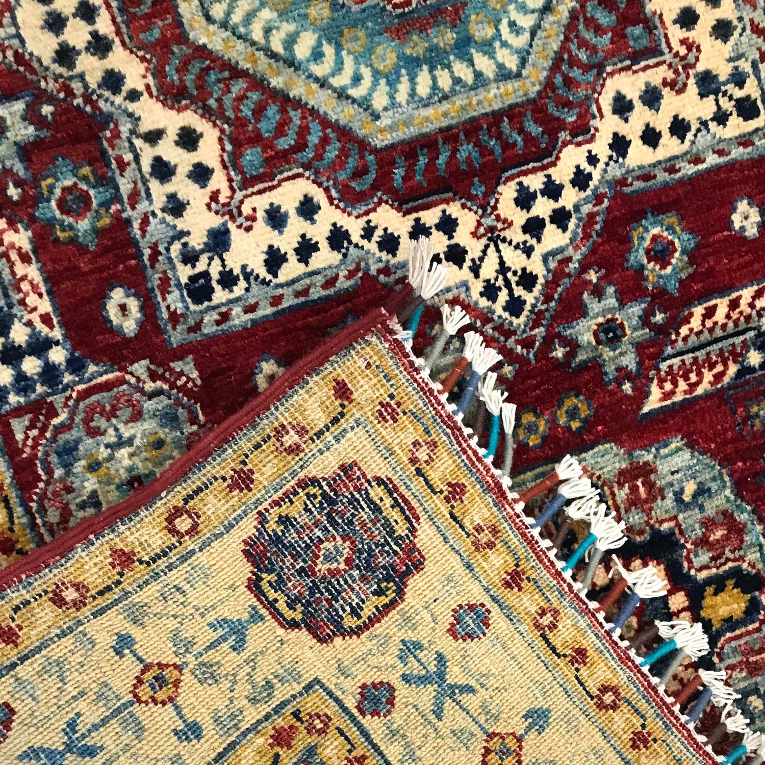 Mamluk Area Rug Handmade Red Medallion 3x5 ft