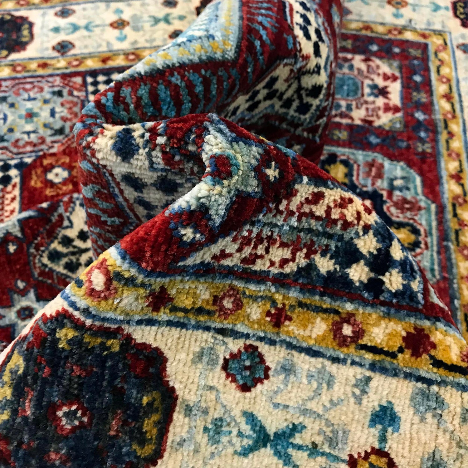 Mamluk Area Rug Handmade Red Medallion 3x5 ft