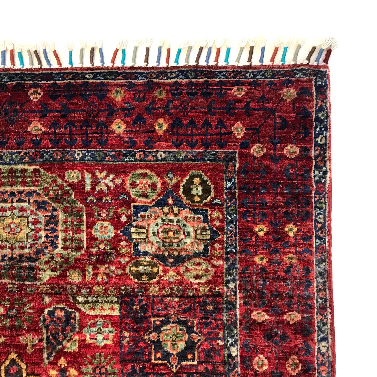 Mamluk Area Rug Handmade Red Medallion 3x5 ft