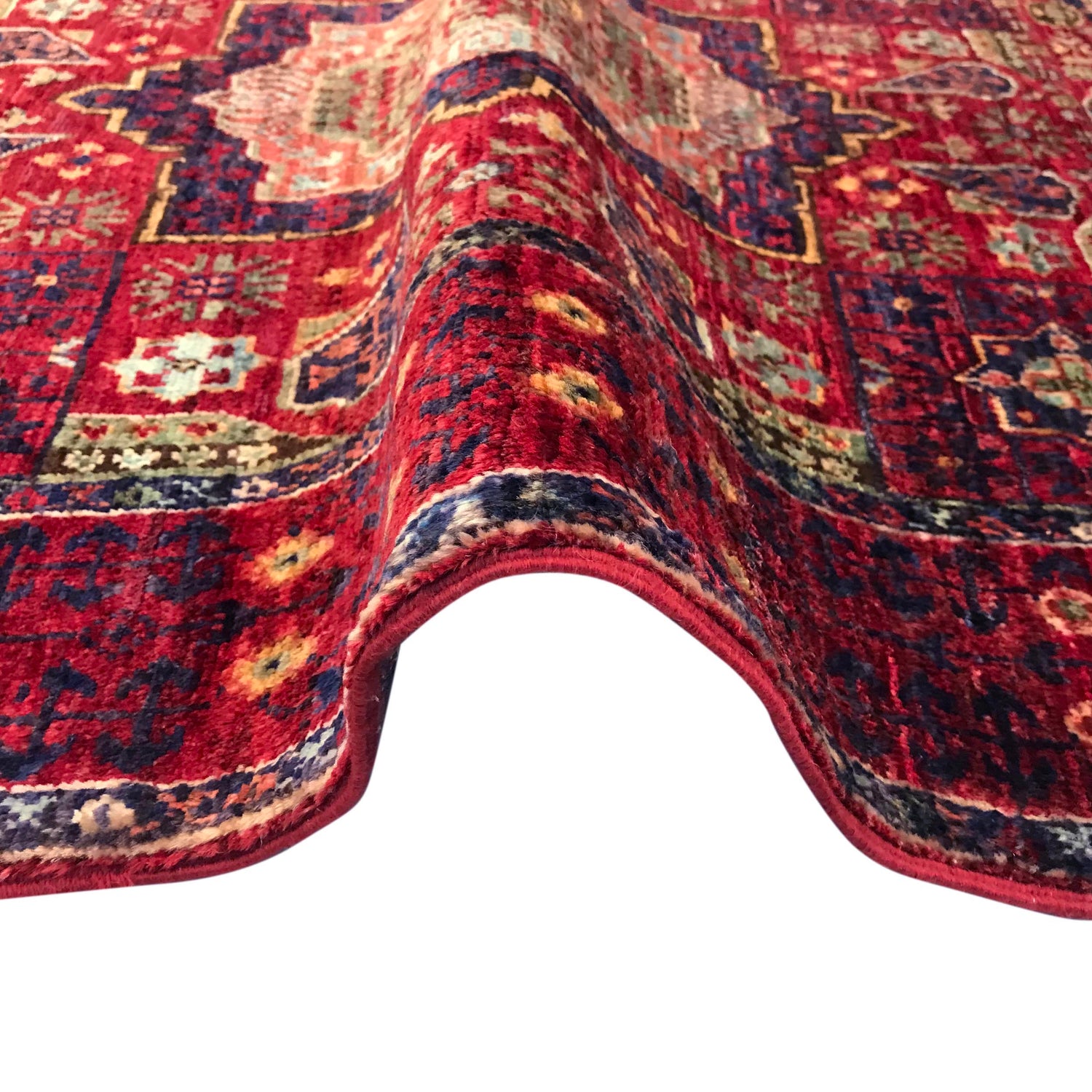 Mamluk Area Rug Handmade Red Medallion 3x5 ft
