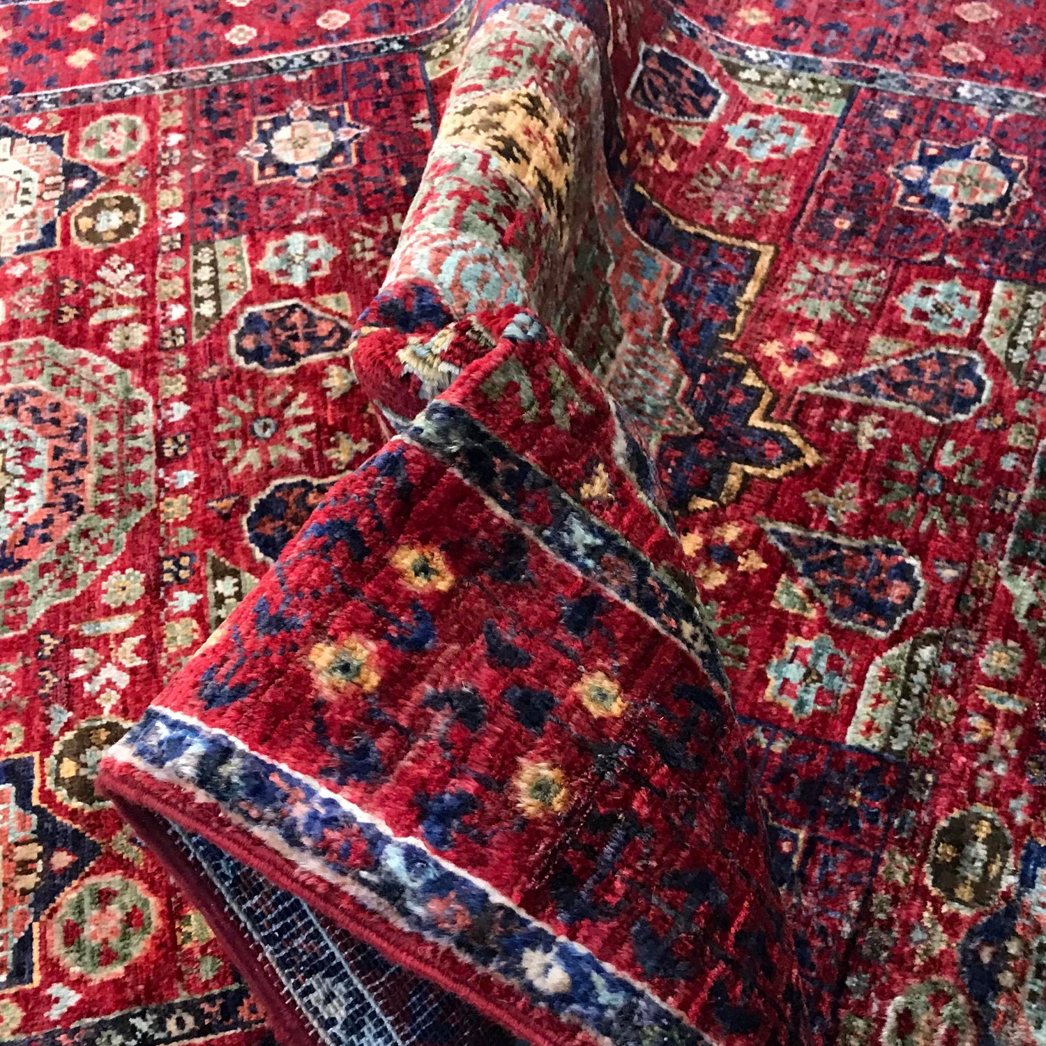 Mamluk Area Rug Handmade Red Medallion 3x5 ft
