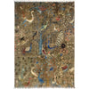 Shikargah Area Rug Handmade Green Animal/Birds 5x8 ft
