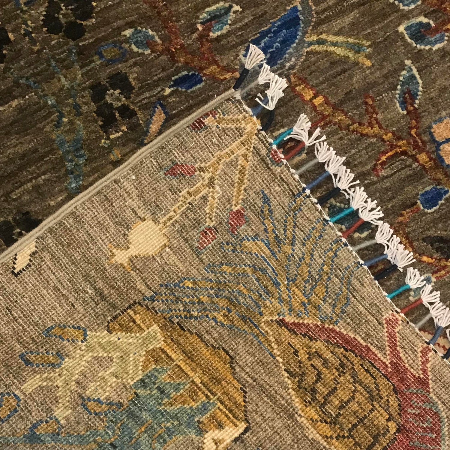 Shikargah Area Rug Handmade Green Animal/Birds 5x8 ft